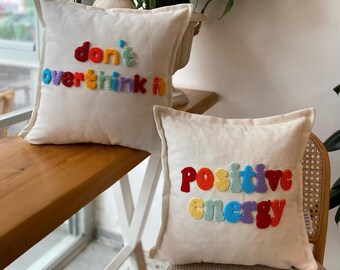 Punch Needle Pillow Cover Set: Colorful Wool Embroidery, Home Decor