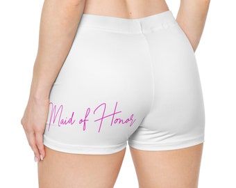 "Weiße und Pinke ""Maid of Honour"" Frauen Shorts (AOP)"