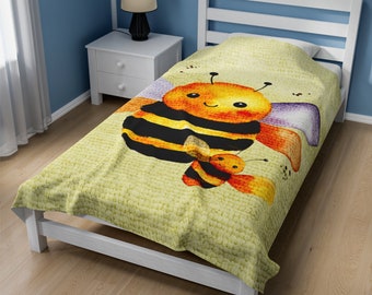 Lichtgele baby Bumble Bee Velveteen pluche deken