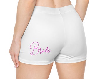 "Weiß-Pink ""Bride"" Frauen Shorts (AOP)"