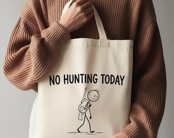 Diseño PNG de sublimación "No Hunting Today" (Hoy no hay caza), divertido y triste cazador con figura de palo.