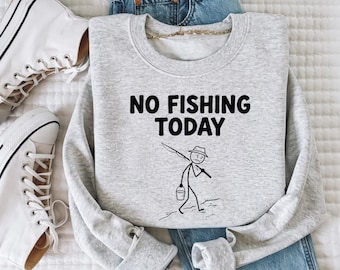 Diseño PNG de sublimación "No se pesca hoy", camiseta divertida y triste de pescador con figura de palo (descarga digital)