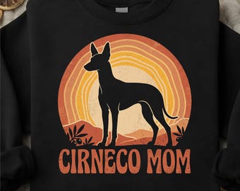 Silueta retro de mamá Cirneco marrón PNG, camiseta de mamá de perro de raza rara (descarga digital)