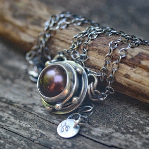 Black Pearl Sterling Silver Necklace: AA Freshwater Pearl, Cable Chain