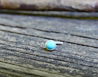 Blue Kingman turquoise nose stud / silver nose stud / gift for her / sterling nose stud /  nose ring / boho nose ring / jewelry sale