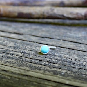 Blue Kingman Turquoise Nose Stud: Sterling Silver Boho Nose Ring