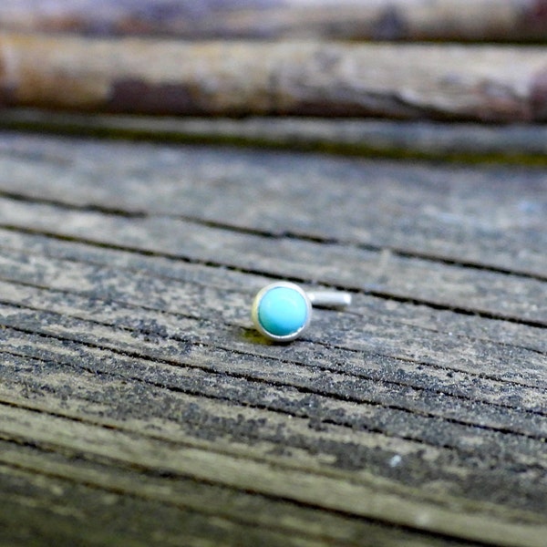 Blue Kingman turquoise nose stud / silver nose stud / gift for her / sterling nose stud /  nose ring / boho nose ring / jewelry sale