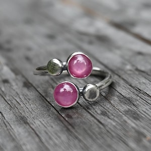 Natural Ruby Sterling Silver Adjustable Wrap Ring