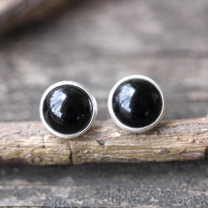 Black onyx stud earrings 8mm / sterling silver stud earrings / 8mm onyx earrings / gift for her / jewelry sale / simple earrings