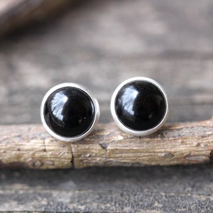 Black Onyx Sterling Silver Stud Earrings - 8mm