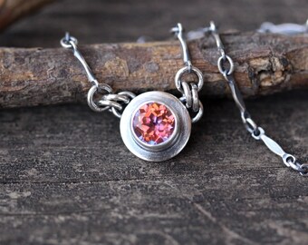 Anastasia topaz necklace / sterling silver necklace / gift for her / jewelry sale / pink gemstone necklace / orange gemstone necklace