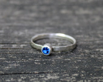 Sapphire ring / sterling silver ring / gift for her / birthstone ring / September birthstone / gift for her / stacking ring