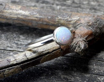 Opal ring / sterling silver opal ring / gift for her / silver ring / October birthstone / opal stacking ring / jewelry sale / dainty ring