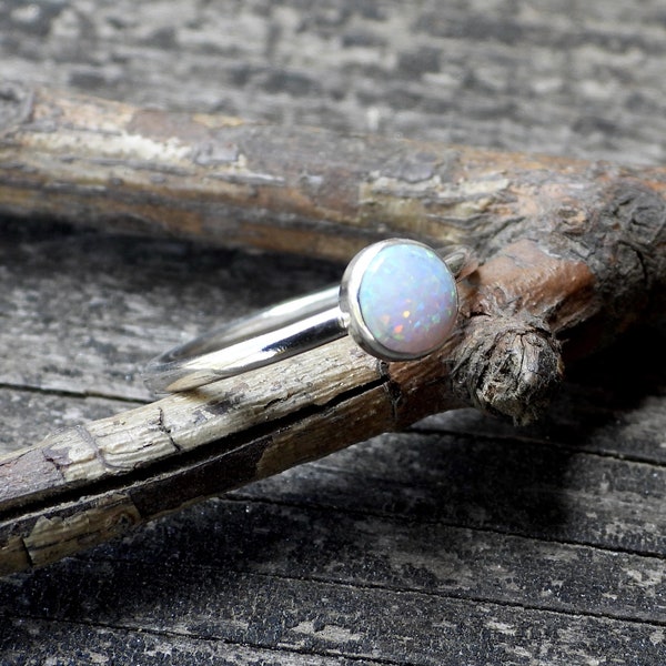 Opal ring / sterling silver opal ring / gift for her / silver ring / October birthstone / opal stacking ring / jewelry sale / dainty ring