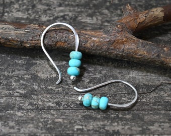 TINY blue turquoise jasper earrings / sterling silver earrings / gift for her / silver dangle earrings / tiny earrings / jewelry sale