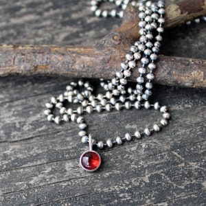 Garnet sterling silver necklace / January birthstone necklace / snake chain / ball chain / gift for her / jewelry sale / simple necklace