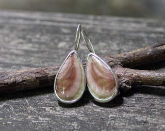 Dangle Drop Stud Stainless Steel Earrings Neutral Purple Mauve Sparkle Resin Gifts for Her