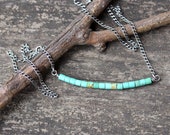 Green Kingman turquoise necklace dainty sterling silver necklace gift for her jewelry sale turquoise bar necklace layer necklace