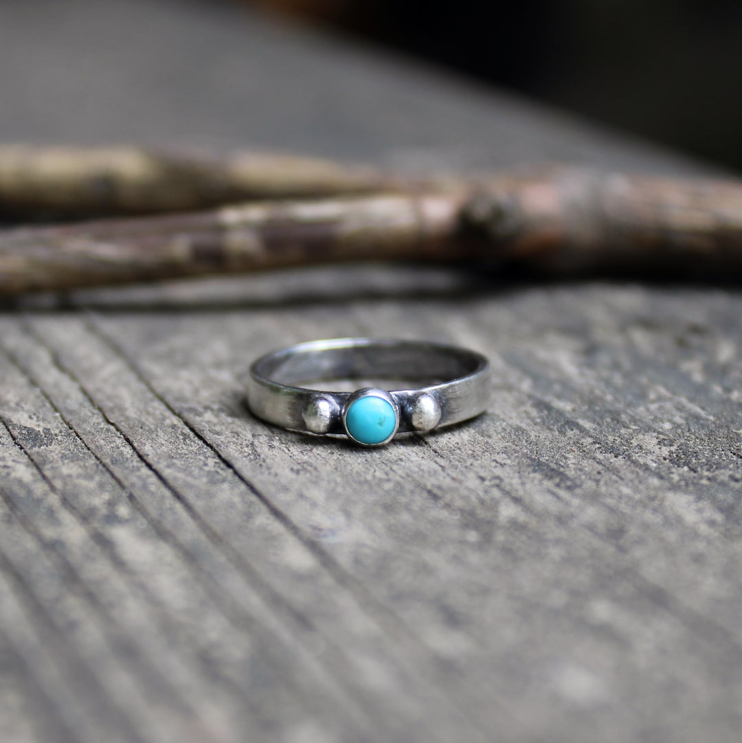 Tiny Kingman Turquoise Ring: Sterling Silver Band, American Mined - Etsy