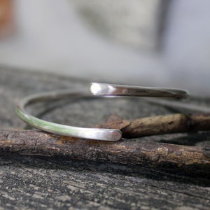 Sterling Silver Wrap Cuff Bracelet: Thick Adjustable Stacking Bangle