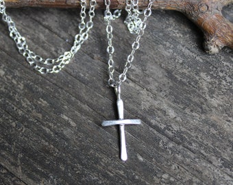 Tiny cross necklace / sterling silver cross necklace / gift for her / baptism gift / confirmation gift / jewelry sale  simple cross necklace
