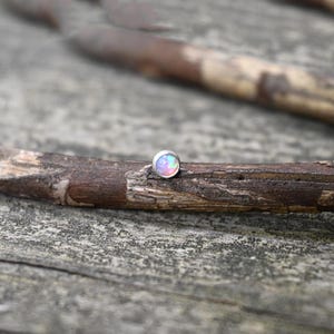 Pink Opal Sterling Silver Nose Stud - 20 Gauge, 3mm