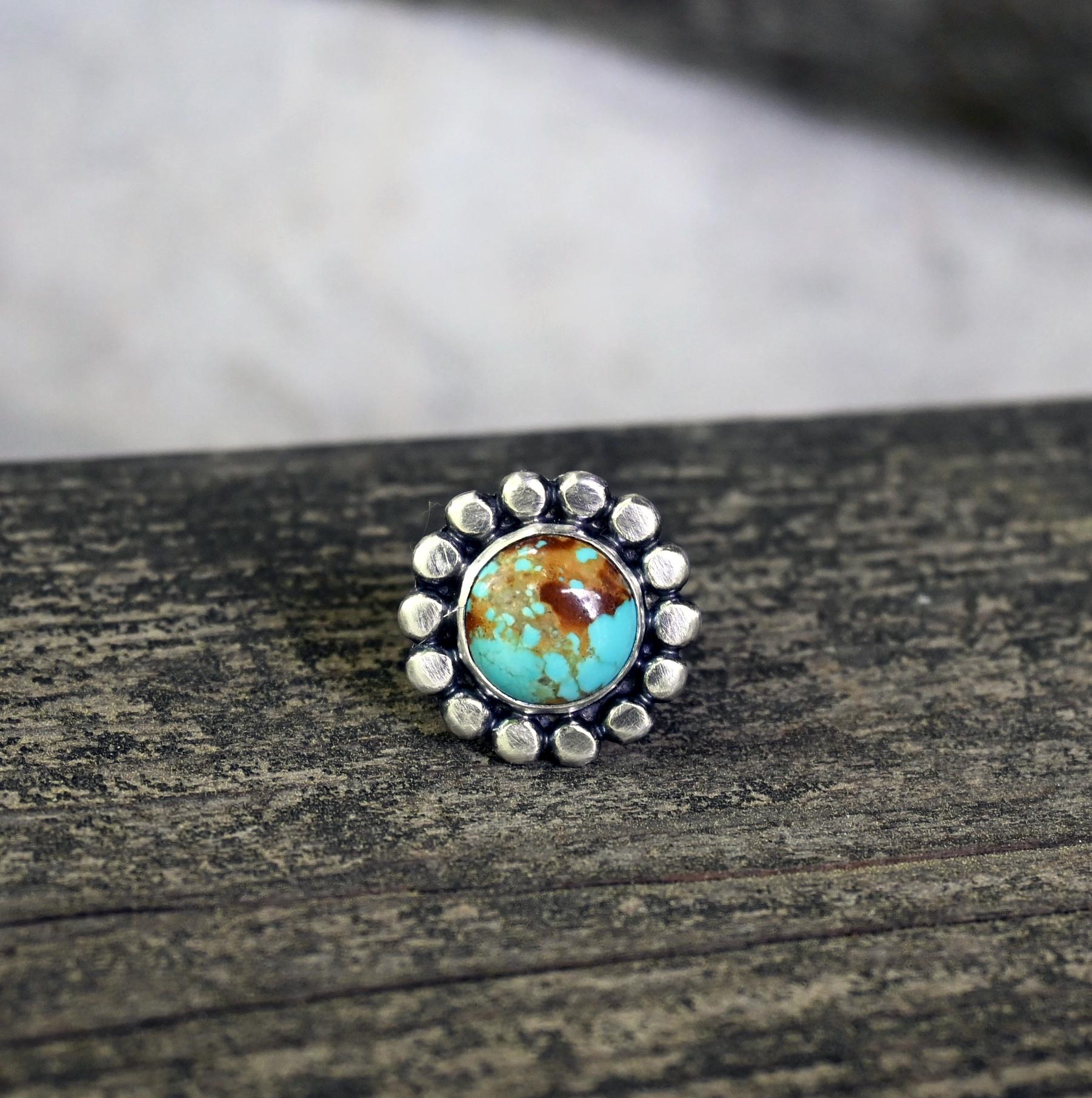 Kingman Turquoise Sterling Silver Ring: Wide Band Rustic Jewelry - Etsy