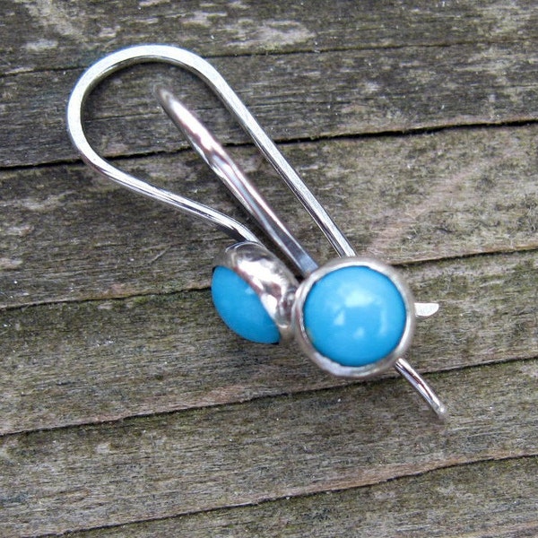 Turquoise Dangles ... sterling silver oxidized sky blue turquoise earrings