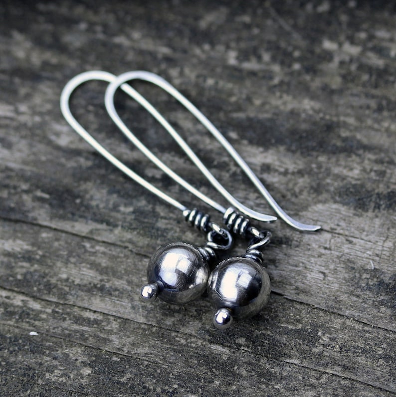 Sterling Silver Ball Dangle Earrings / Long Dangle Earrings / Etsy