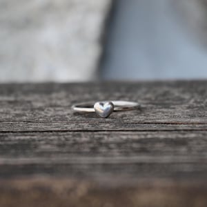 Tiny Sterling Silver Heart Ring: Dainty Stacking Jewelry