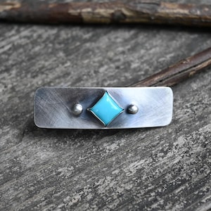 Kingman Turquoise Sterling Silver Barrette: Petite Hair Clip