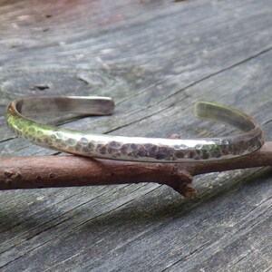 Hammered Sterling Silver Cuff Bracelet: Thick Rustic Silver Bangle