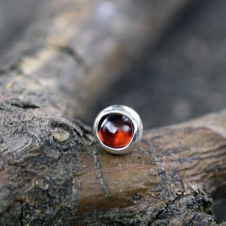 Garnet nose stud sterling silver nose stud silver nose stud gemstone nose stud gift for her January birthstone body jewelry