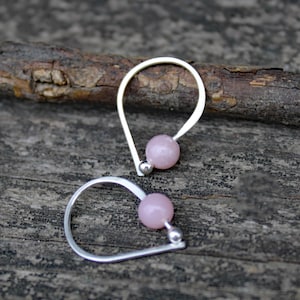 Soft pink opal sterling  silver earrings / dainty earrings / gift for her / silver dangle earrings / tiny earrings / jewelry sale