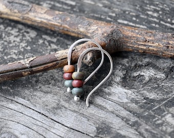 TINY cherry creek jasper earrings / sterling silver earrings / gift for her / silver dangle earrings / tiny earrings / jewelry sale