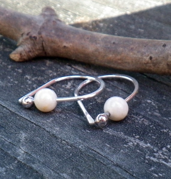River Stone Earrings / Silver Hoop Earrings / Gift for Her / - Etsy