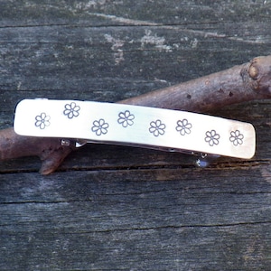 Sterling Silver Daisy Barrette: Hand Stamped Petite French Clip