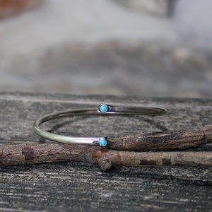 Kingman Turquoise Sterling Silver Wrap Cuff Bracelet: Adjustable Stacking Jewelry