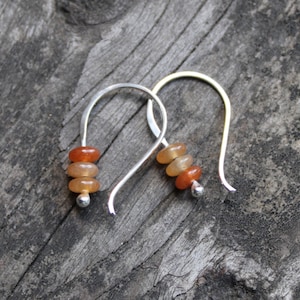 TINY orange aventurine earrings / sterling silver earrings / gift for her / silver dangle earrings / tiny earrings / jewelry sale