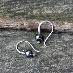 Hematite sterling silver dangle earrings / dainty earrings / gift for her / silver dangle earrings / tiny earrings / jewelry sale