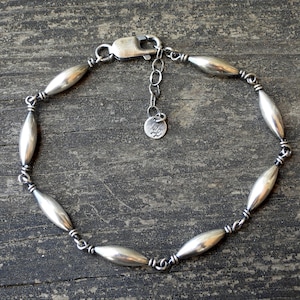 Sterling silver bracelet / melon beaded bracelet / gift for her / layering bracelet / stacking bracelet / jewelry sale / adjustable bracelet
