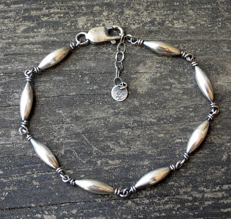 Sterling silver bracelet / melon beaded bracelet / gift for her / layering bracelet / stacking bracelet / jewelry sale / adjustable bracelet image 1