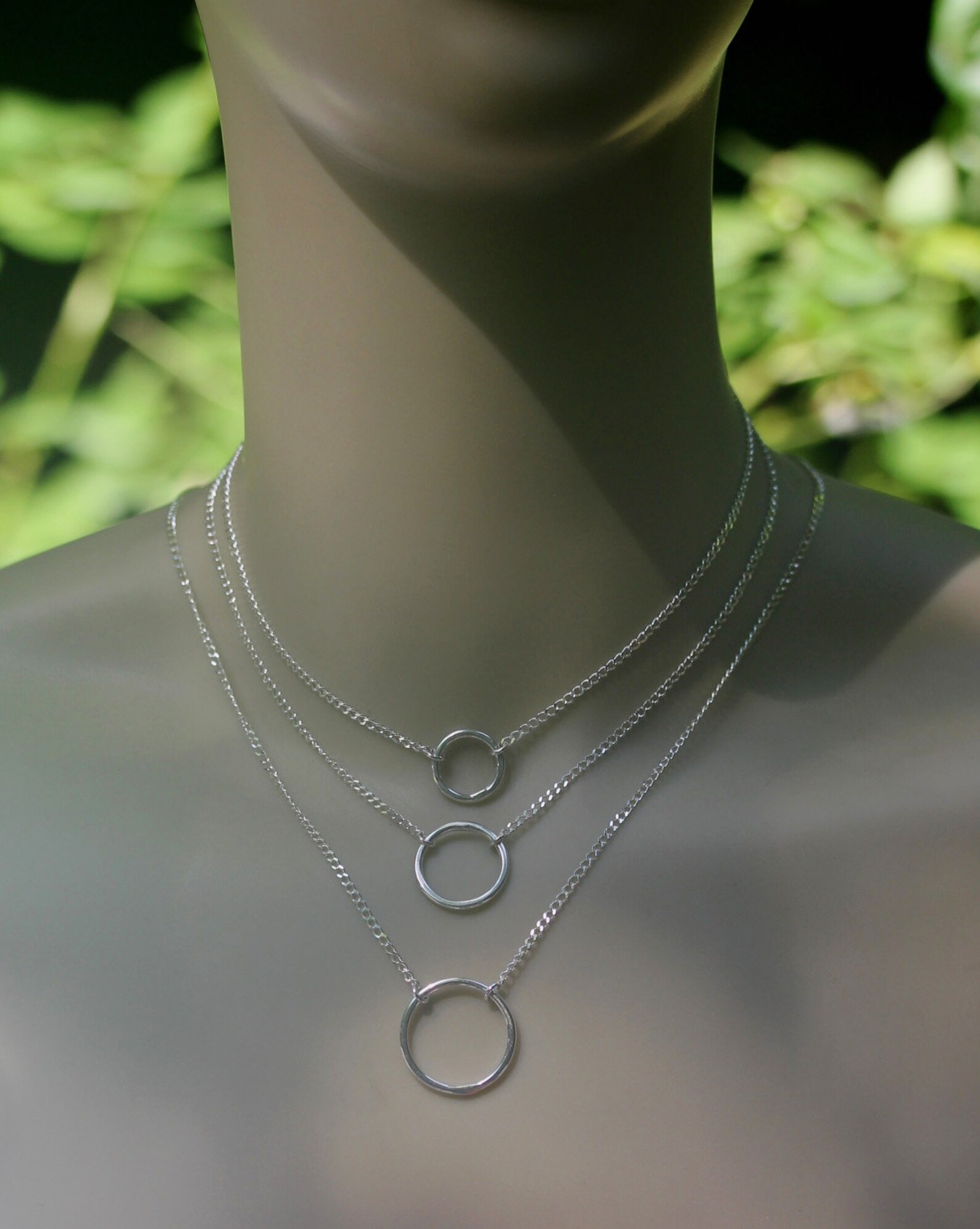 Sterling Silver Circle Necklace / Dainty Silver Necklace / Etsy