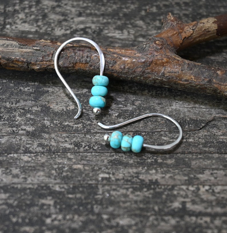 TINY blue turquoise jasper earrings / sterling silver earrings / gift for her / silver dangle earrings / tiny earrings / jewelry sale image 1