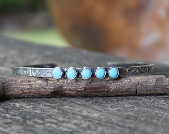 Kingman Türkis Sterling Silber Manschette Armband: Boho American Jewelry