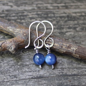 Kyanite sterling silver dangle earrings / tiny blue stone earrings / gift for her / jewelry sale / blue stone earrings / boho earrings