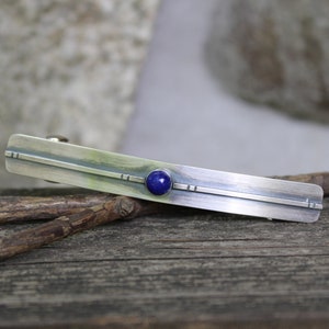 Lapis barrette / MEDIUM or LARGE silver barrette / gift for her / french style clip / sterling barrette / stone barrette / jewelry sale