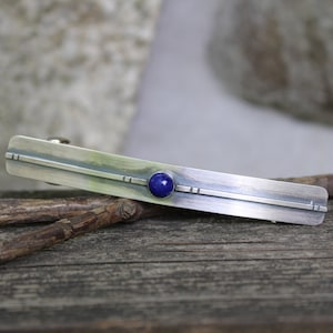 Lapis barrette / MEDIUM or LARGE silver barrette / gift for her / french style clip / sterling barrette / stone barrette / jewelry sale