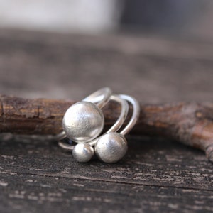 Sterling Silver Pebble Stacking Rings: Organic Boho Style