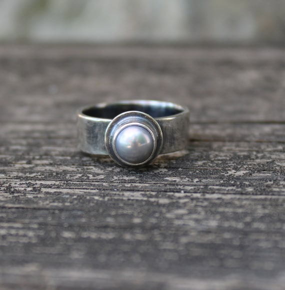Pink OR Gray Freshwater Pearl Ring Sterling Silver Ring Gift